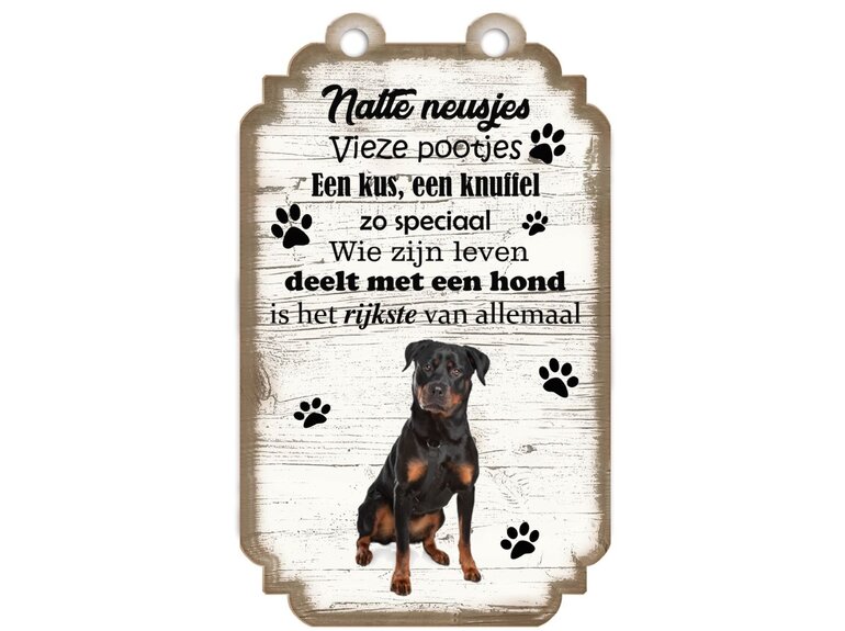 Creatief Art Tekstbord hout hond 20x12cm | Rottweiler