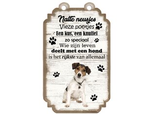 Tekstbord hout hond 20x12cm | Jack Russel Kortharig