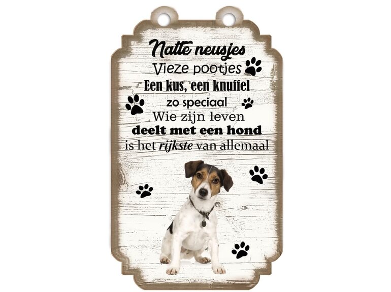 Tekstbord hout hond 20x12cm | Jack Russel Kortharig Creatief Art Tekstbord hout hond 20x12cm | Jack Russel Kortharig