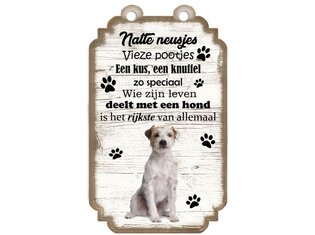 Tekstbord hout hond 20x12cm | Jack Russel Ruwharig