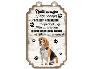 Tekstbord hout hond 20x12cm | Beagle