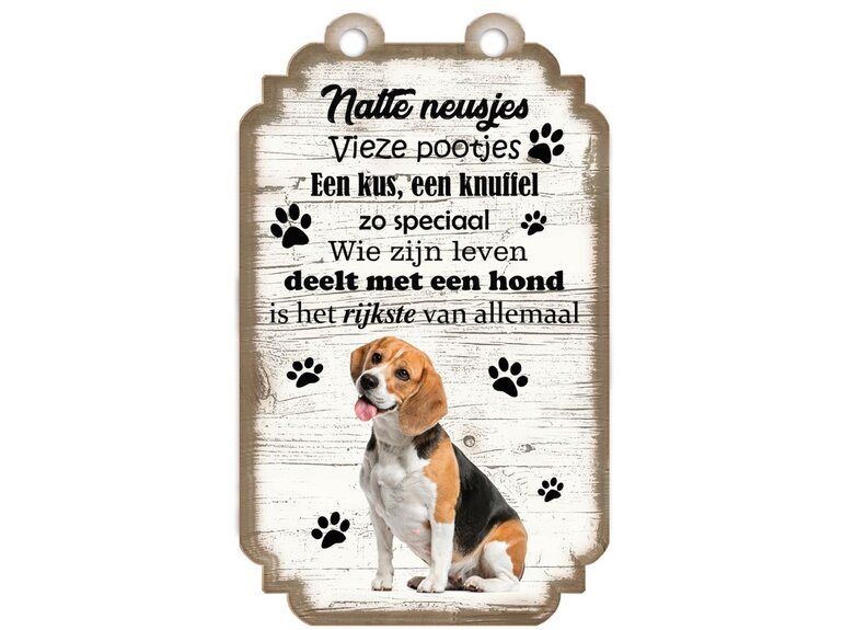 Tekstbord hout hond 20x12cm | Beagle Creatief Art Tekstbord hout hond 20x12cm | Beagle