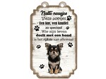 Creatief Art Tekstbord hout hond 20x12cm | Chihuahua Langharig Zwart-Bruin