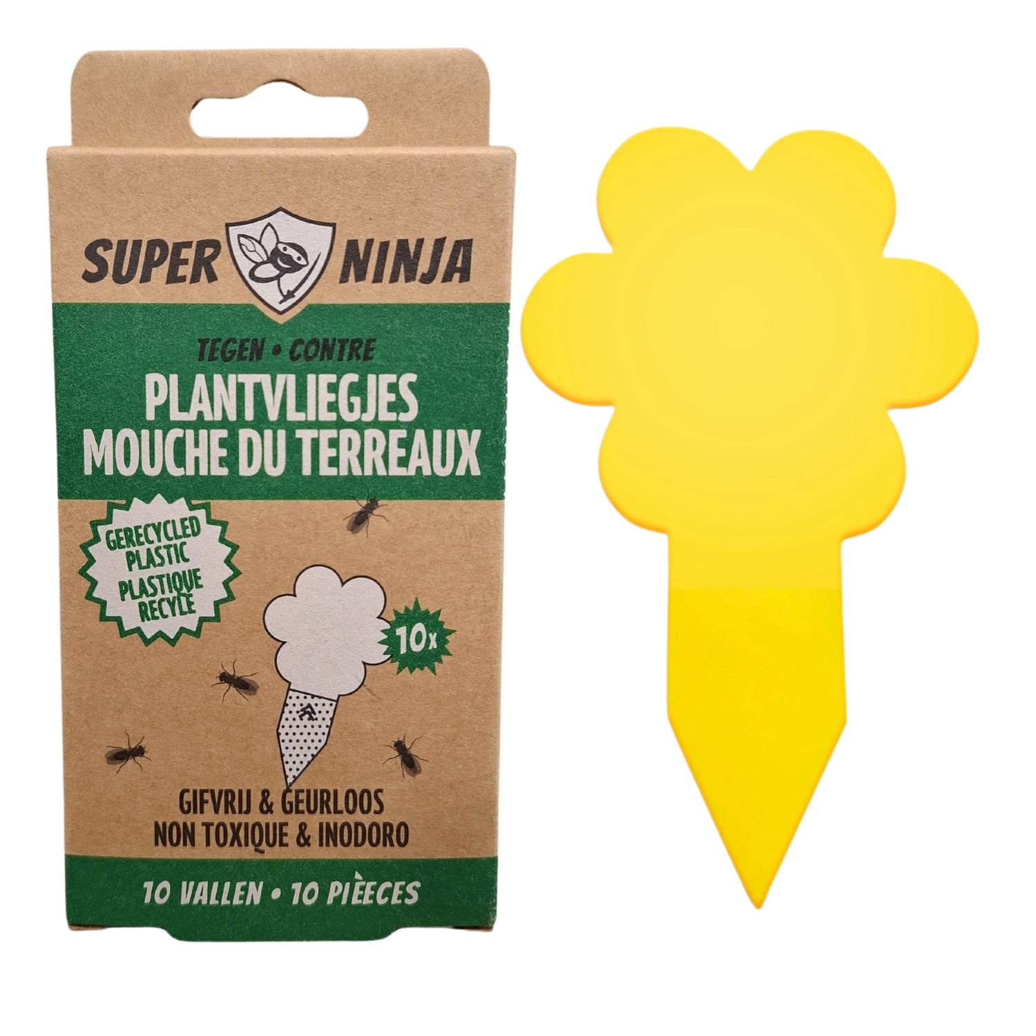Super Ninja Super Ninja Plantvliegjesval 10-pack -Rouwvliegjes Val - Gifvrij