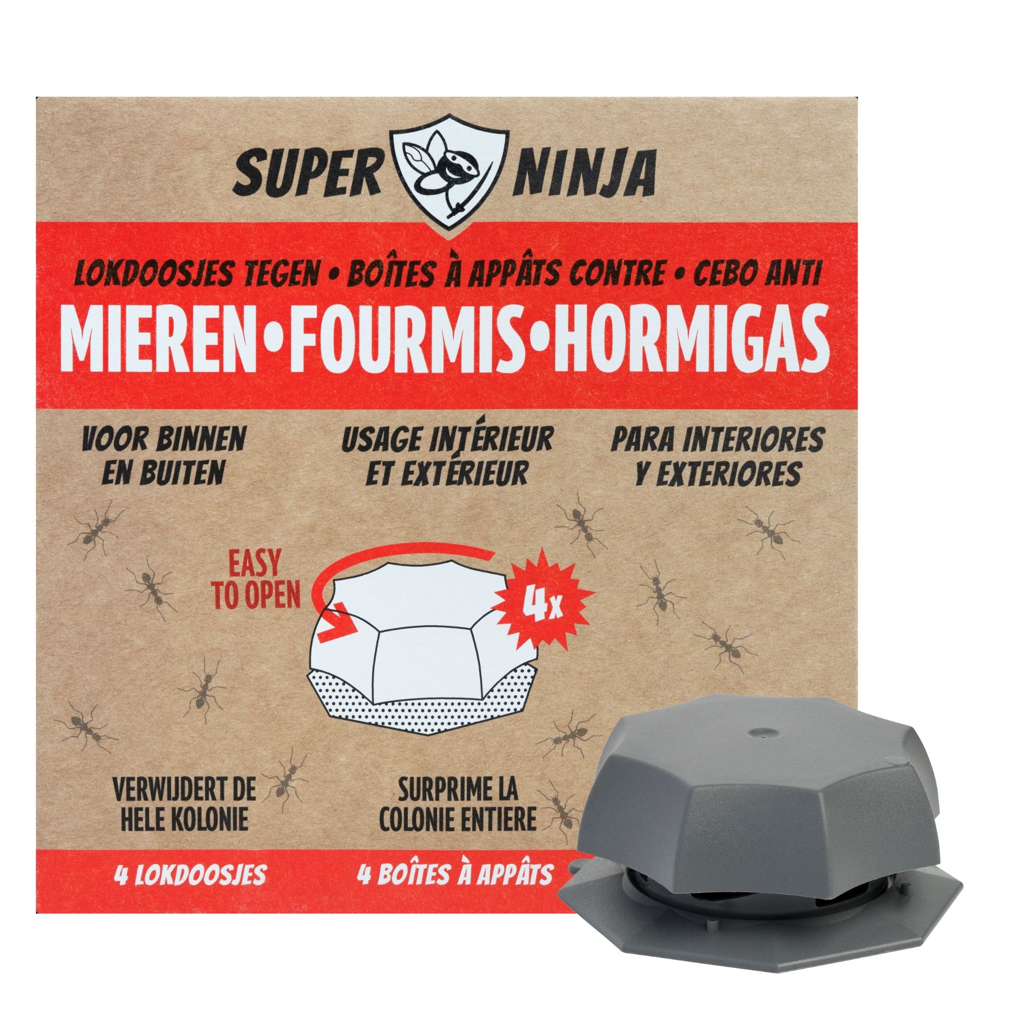 Super Ninja Super Ninja Mierenlokdoos 4-pack - Ecologisch - voor Binnen & Buiten
