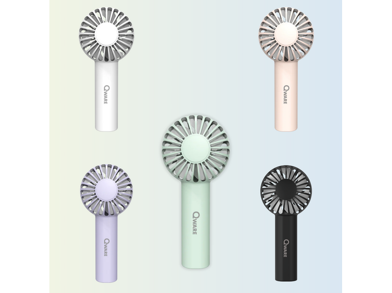 Qware Mini Fan - Oplaadbaar & Incl, USB-C - Verschillende Kleuren