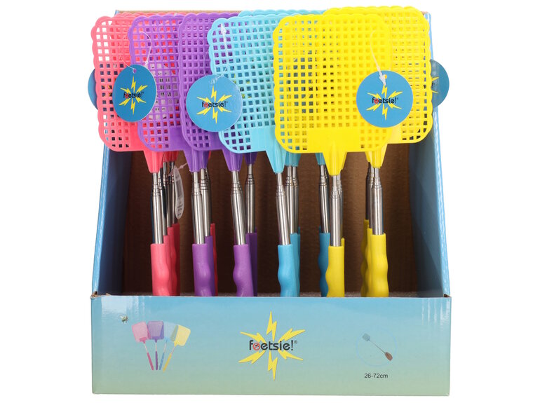 Foetsie Foetsie Vliegenmepper Uitschuifbaar - 24st in Display - Telescopische Steel