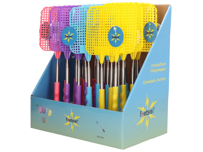 Foetsie Foetsie Vliegenmepper Uitschuifbaar - 24st in Display - Telescopische Steel