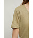 Closed Linnen V-neck Tee Green bark