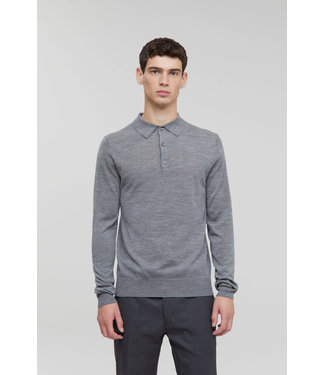 Closed Long Sleeve Polo dark grey melange