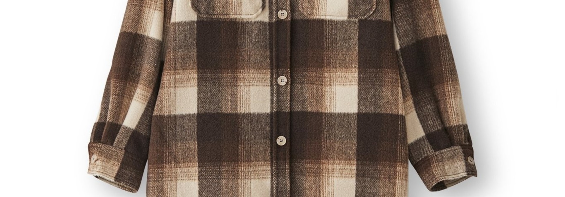 helia long check shirt brown check