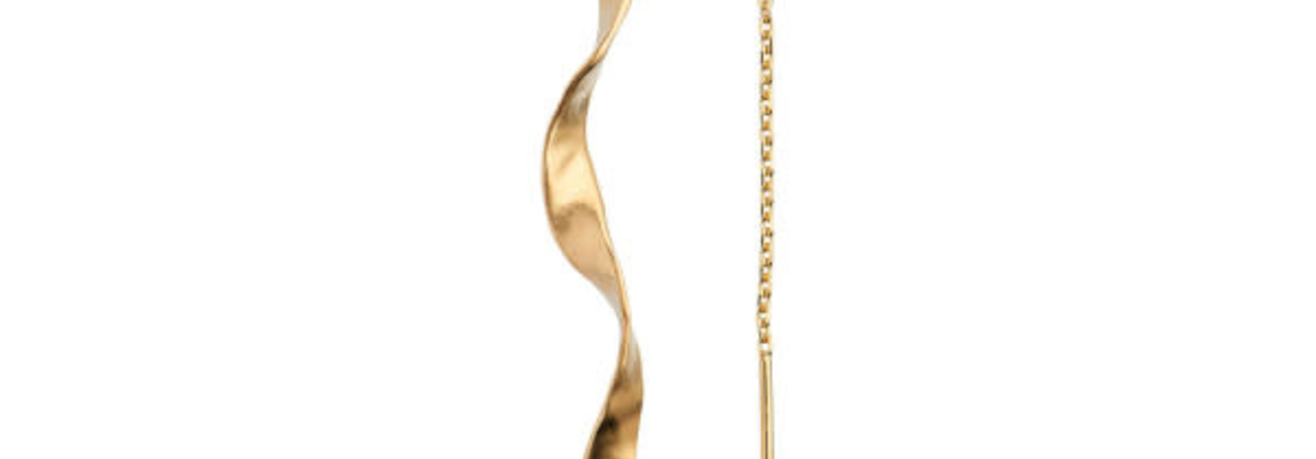 long Twisted hammered chain earring gold