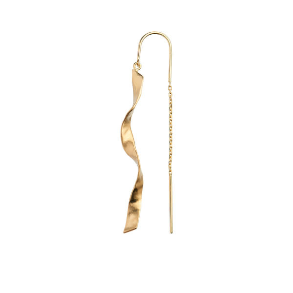 long Twisted hammered chain earring gold-1