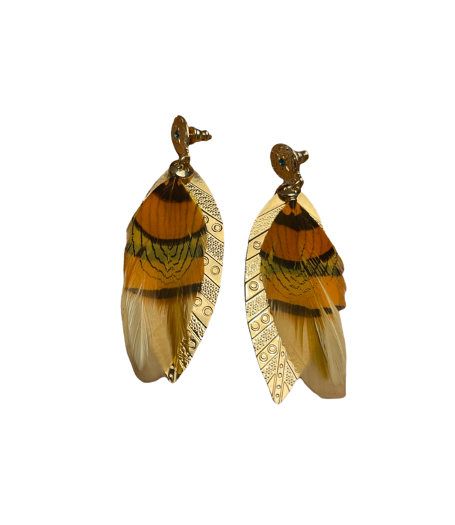 Gas Bijoux Sao yellow  feather Earring