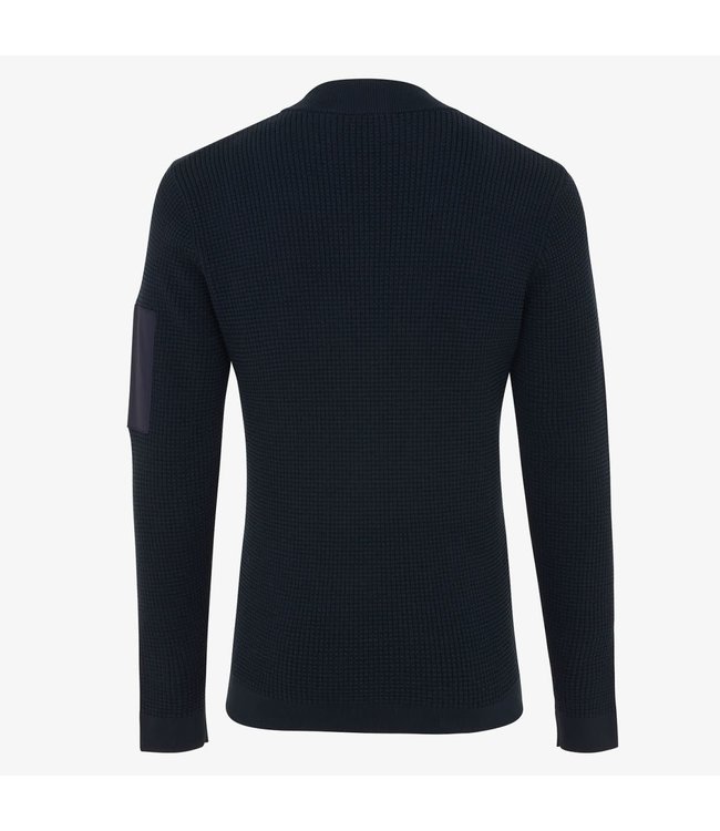 Genti turtle knit navy LS wafel