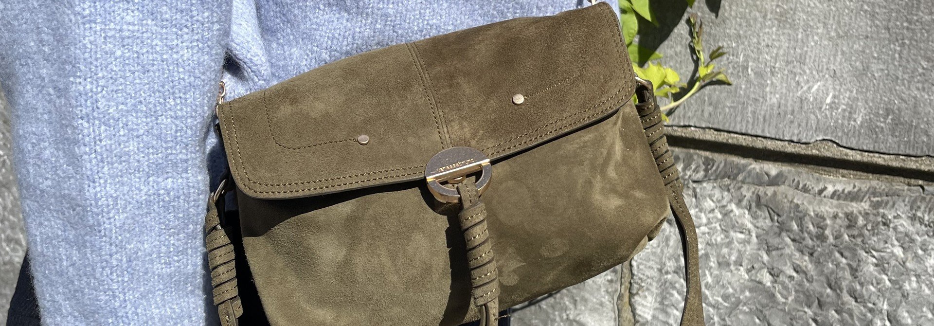 Clutch suede kaki
