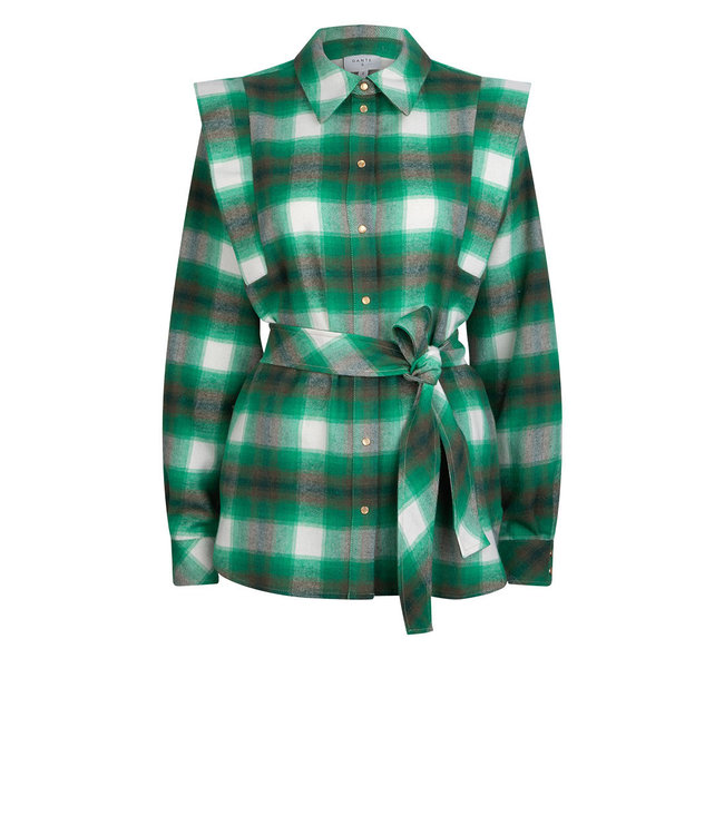 Dante 6 Rosy belted check shirt Basil green