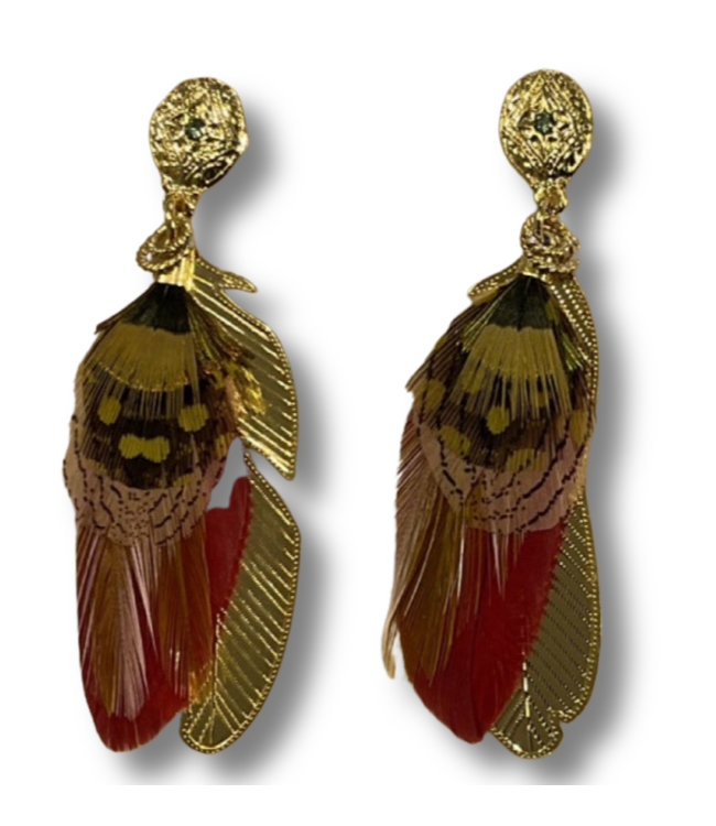 Gas Bijoux Sao fuchsia  feather Earring