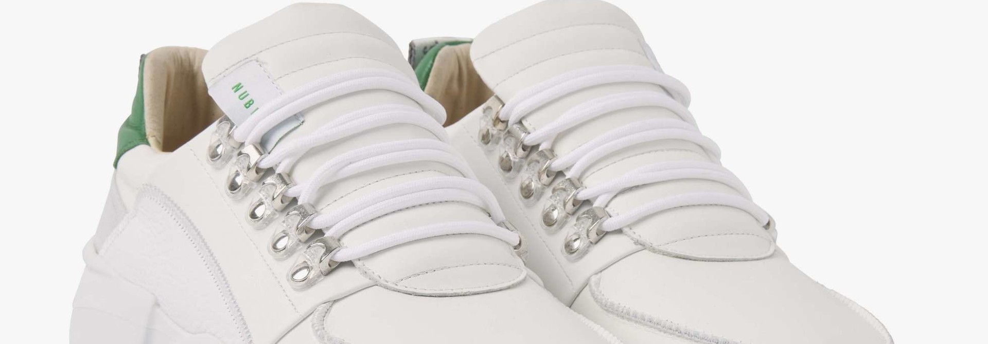 Roque white leather green