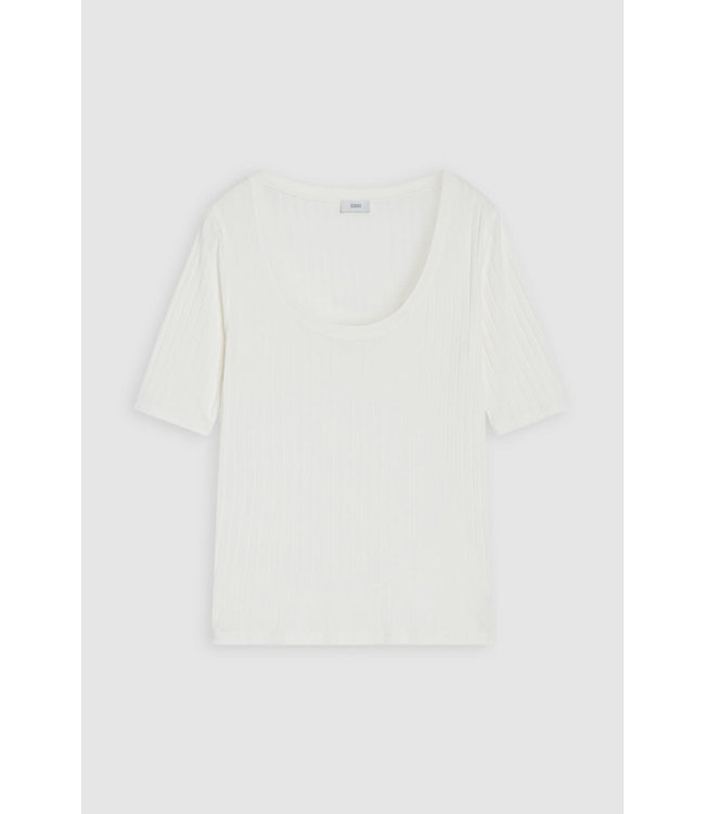 Closed Deep neck white  jersey stripe tee