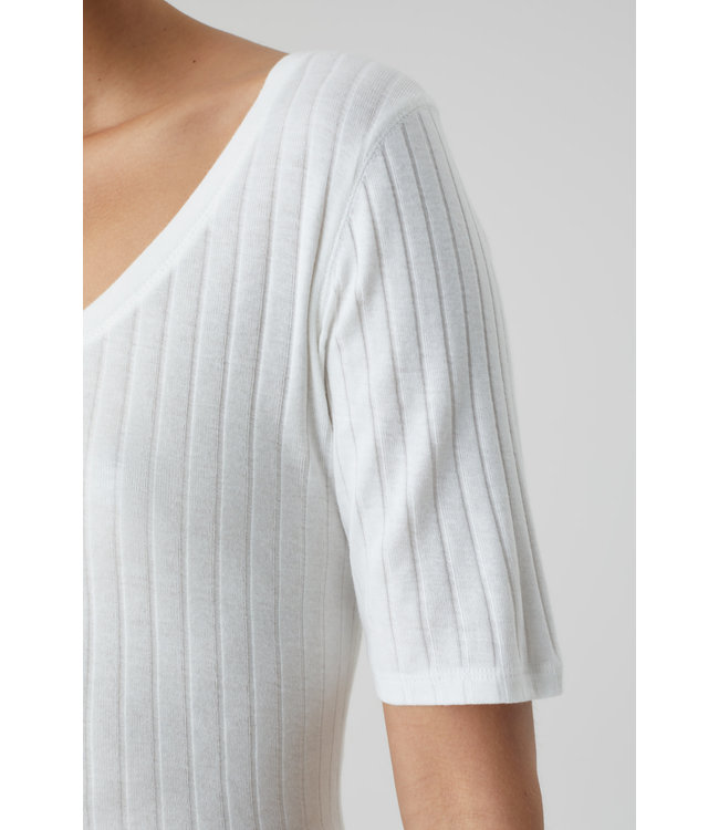 Closed Deep neck white  jersey stripe tee