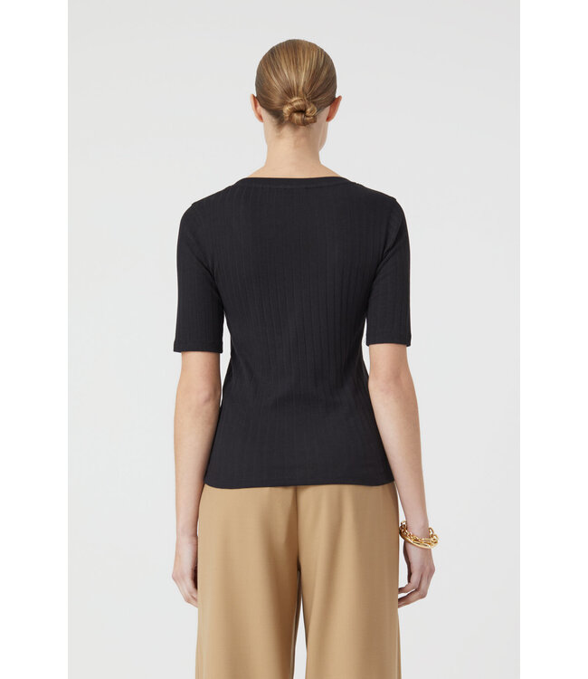 Closed Deep neck black jersey stripe tee