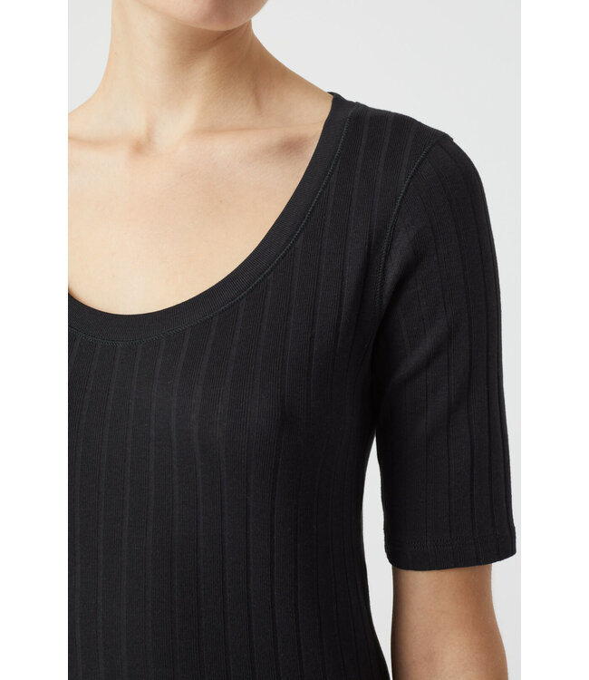 Closed Deep neck black jersey stripe tee