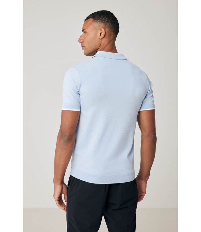 Genti Polo Ss  cool dry lichtblauw