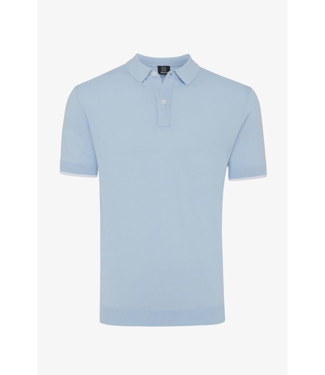 Genti Polo Ss  cool dry lichtblauw