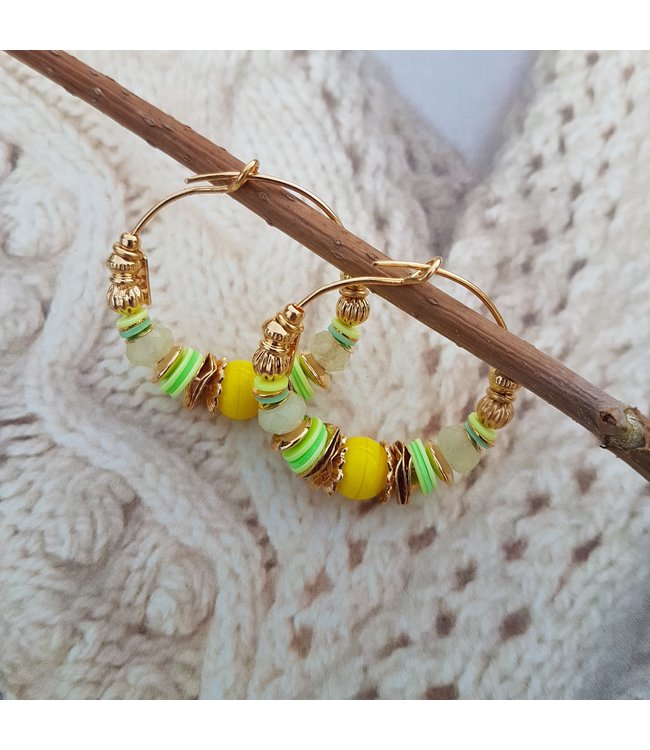 Gas Bijoux Aloha  creole hoop earrings small yellow