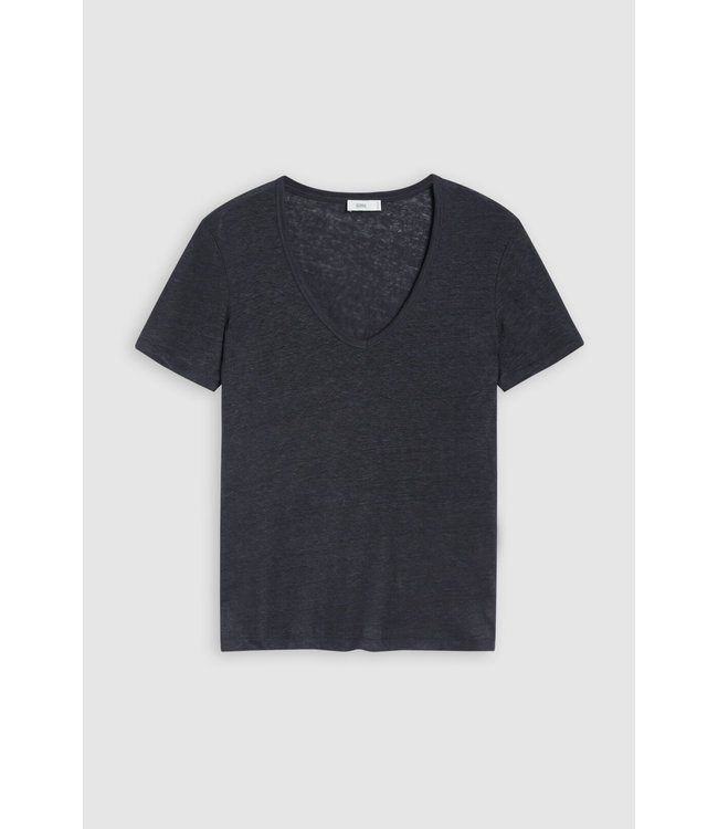 Closed T shirt v neck linnen dark blue