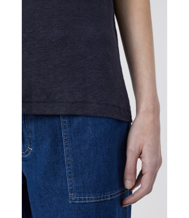 Closed T shirt v neck linnen dark blue