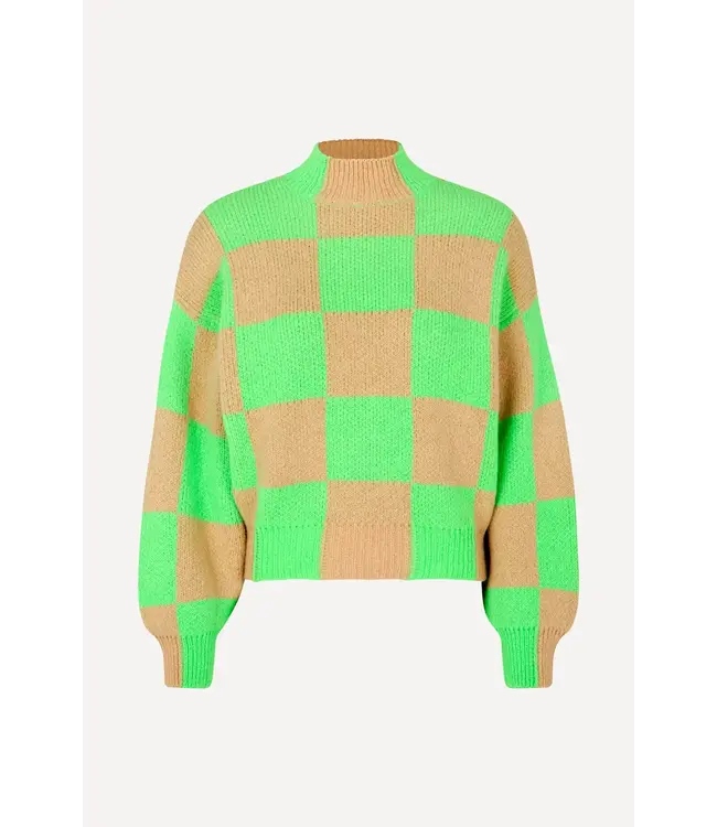 Stine Goya Adonis knit green beige check