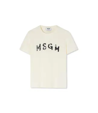 MSGM T-shirt white logo glitter