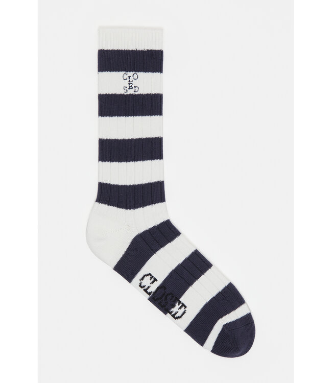 Closed socks navy white stripe