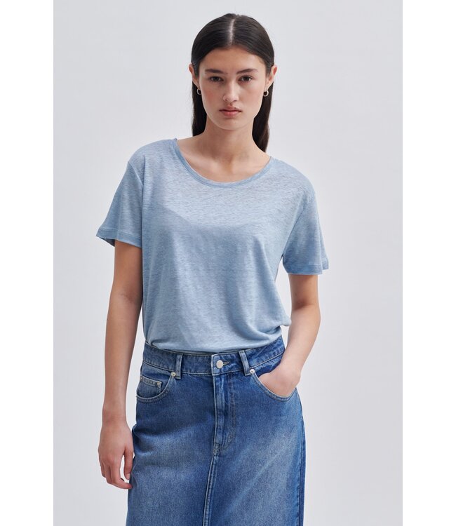 Second Female peony  O-neck TEE Ashley blue