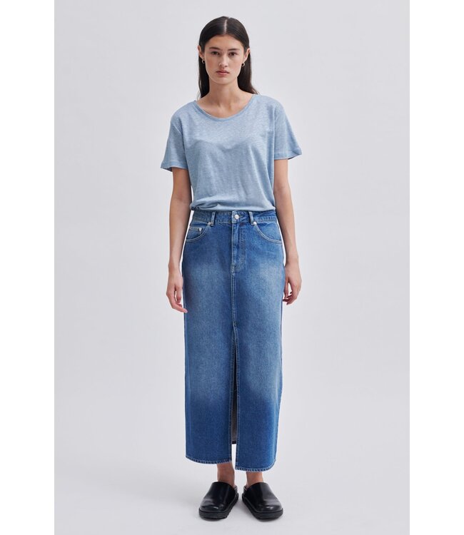 Second Female peony  O-neck TEE Ashley blue