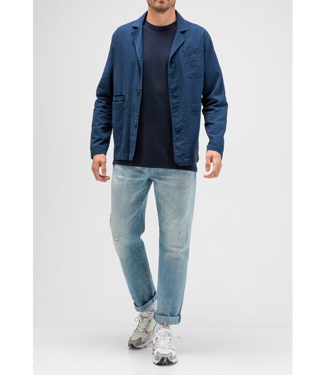 Butcher of Blue Worker Seersucker blazer iris blue