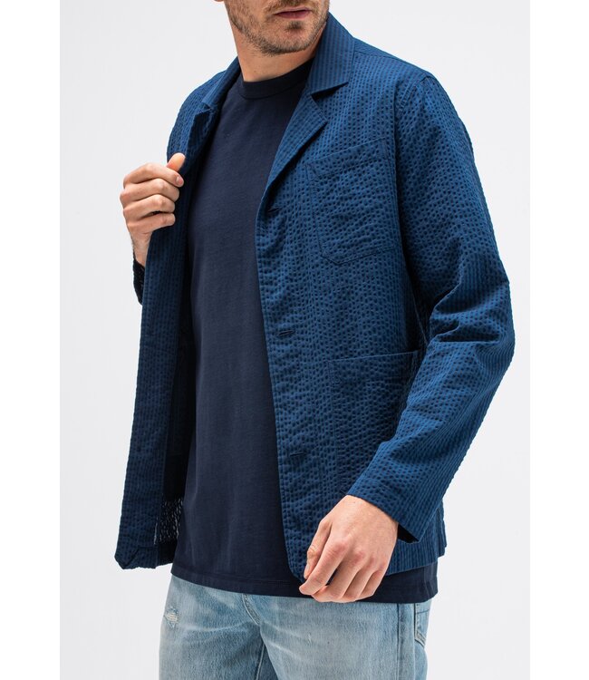 Butcher of Blue Worker Seersucker blazer iris blue