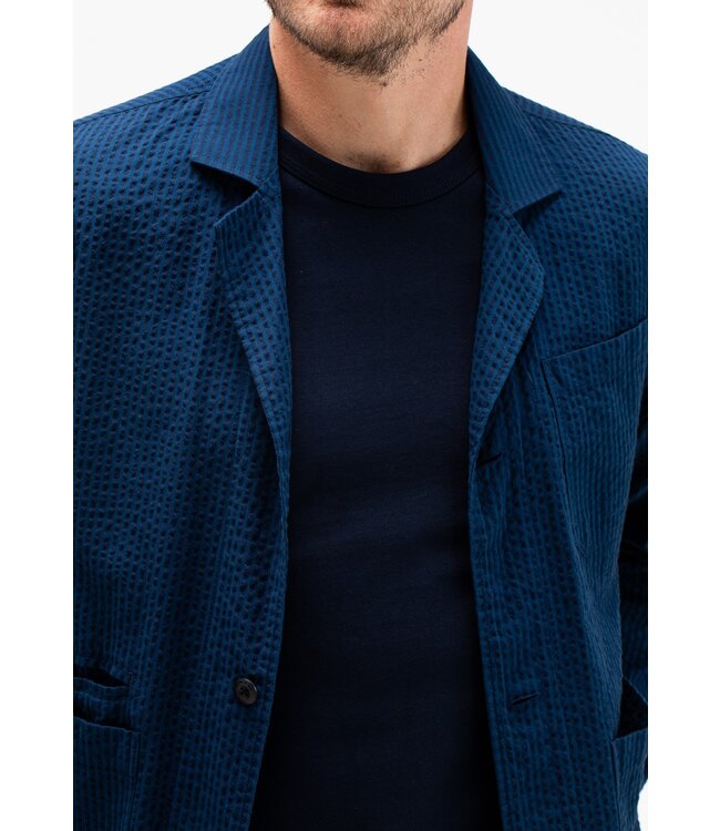 Butcher of Blue Worker Seersucker blazer iris blue