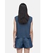 Closed Pleated sleeveless linnen top space blue
