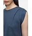 Closed Pleated sleeveless linnen top space blue