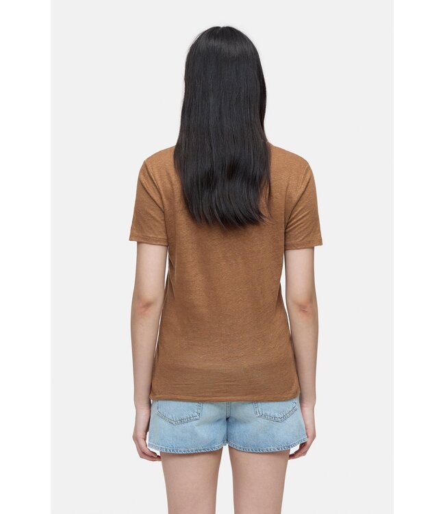 Closed T shirt v neck linnen arabica espresso