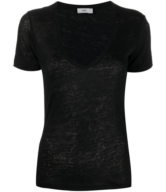 Closed T shirt v neck linnen black