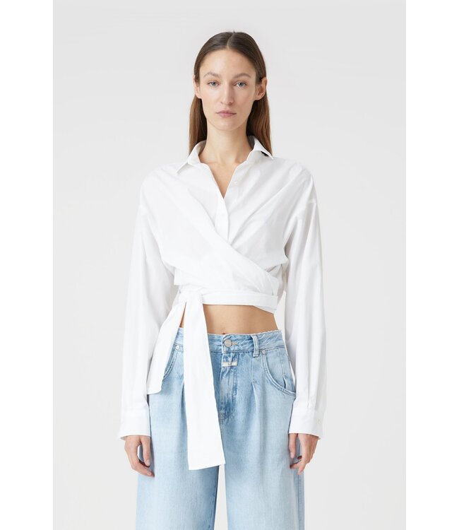 Closed Cropped wrap blouse white 200
