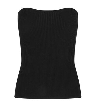 Second Female Como knit strapless top black