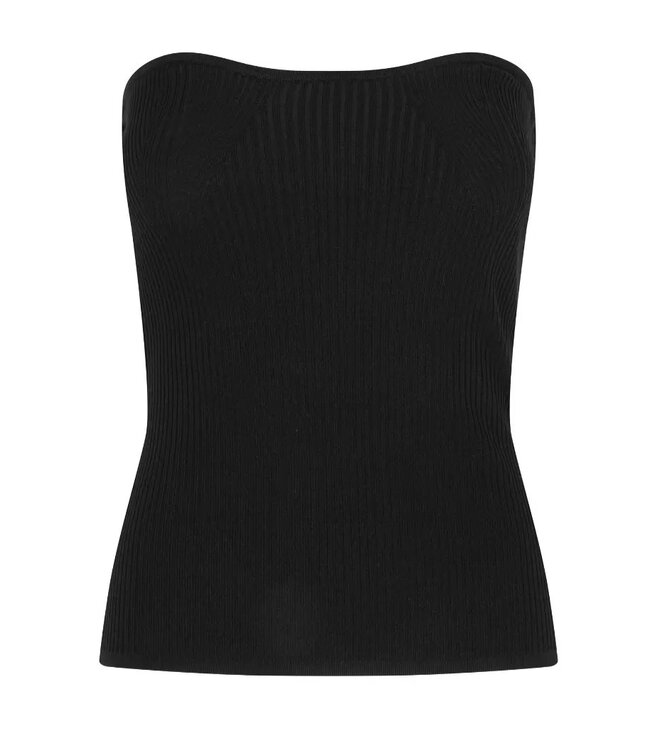 Second Female Como knit strapless top black