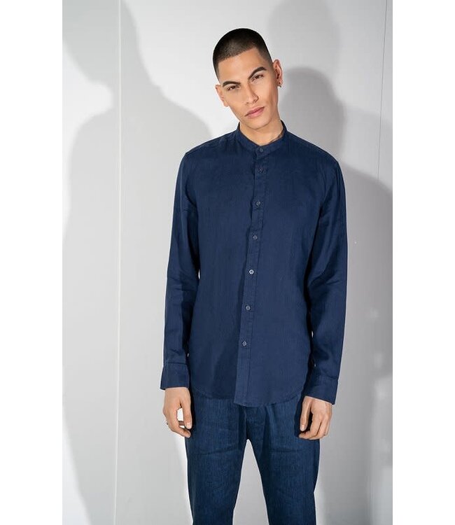Drykorn Tarok linnen shirt navy 3000