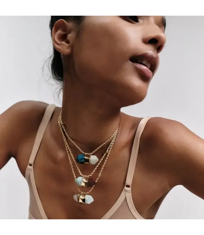 Gas Bijoux collier aventurine gold turqoise
