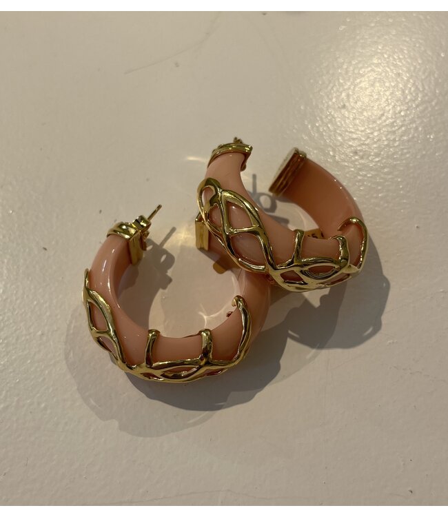 Gas Bijoux Abalone Peach gold earrings